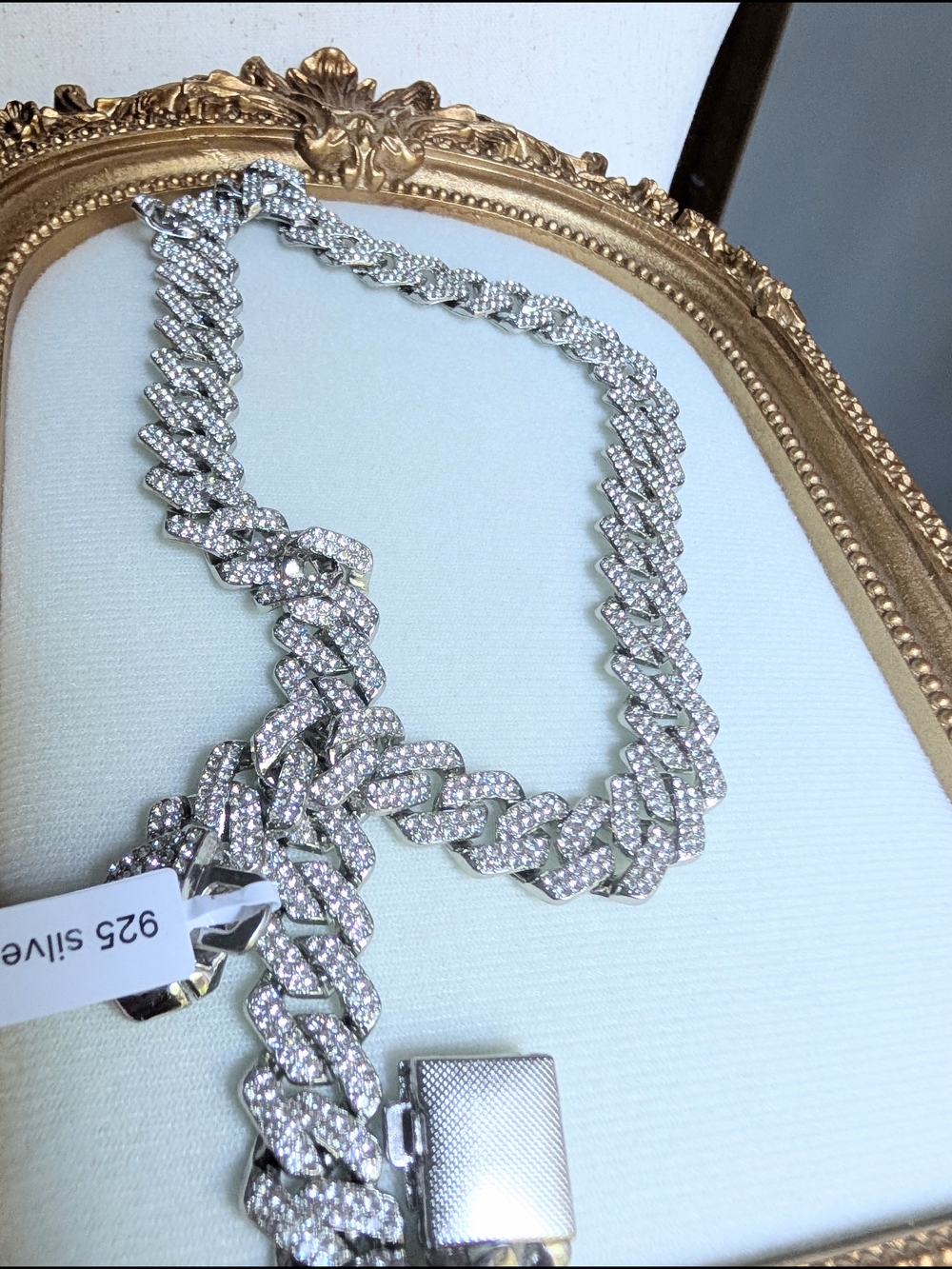 💎 Moissanite & Silver Cuban Link Necklace 20" Diamond & White Gold Style 💎